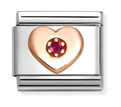 Love - Heart with Pink CZ Rosegold Charm