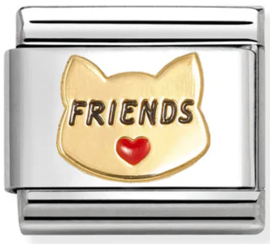 Animal - Friends Cat with Red Heart Gold Charm