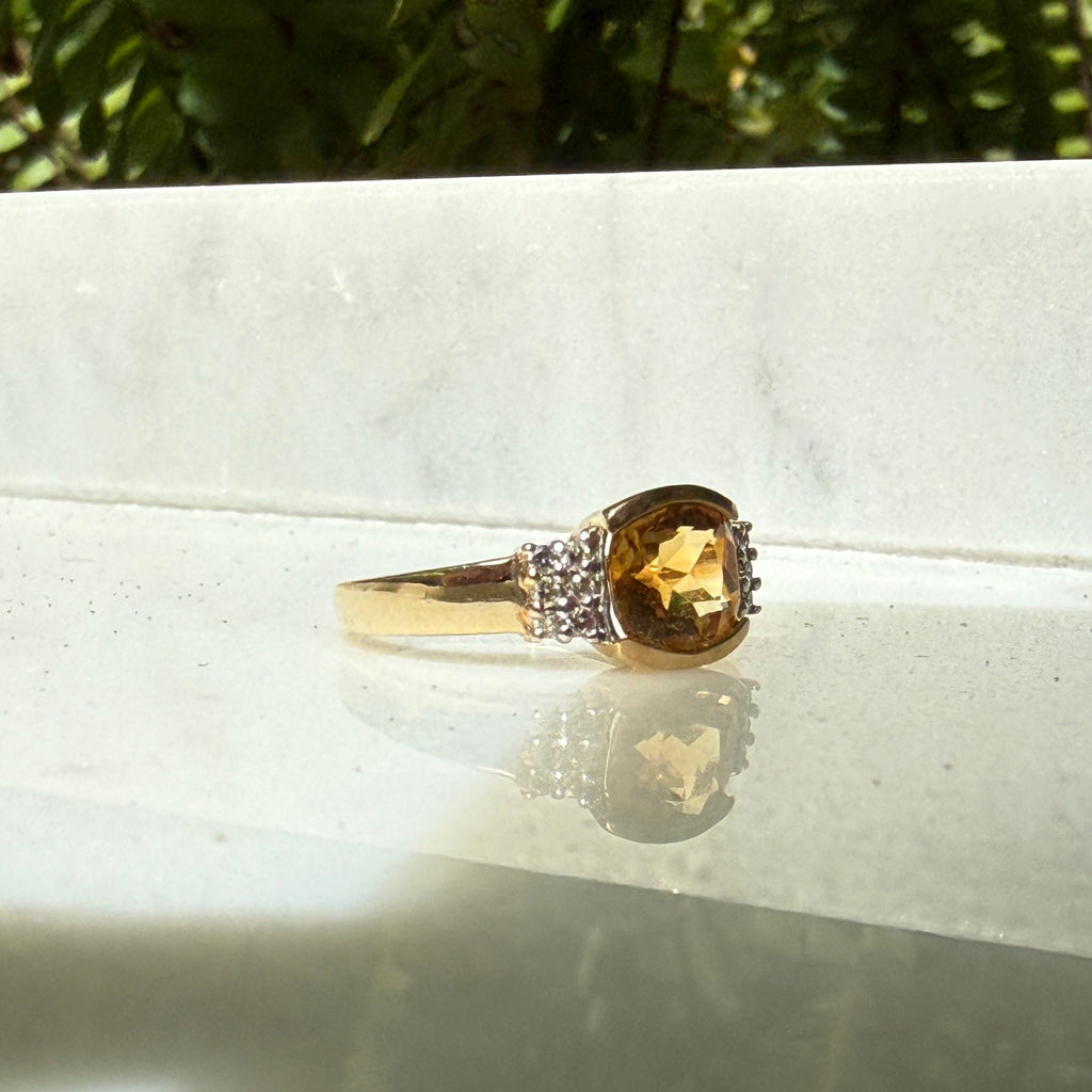 Citrine Cushion Ring