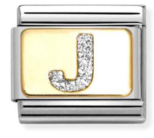 Glitter Letter J Gold Charm