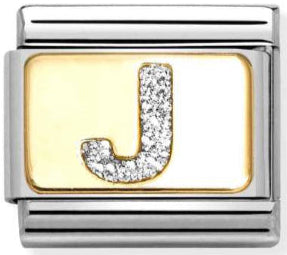 Glitter Letter J Gold Charm