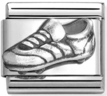 Soccer Boot Oxidised Silver Charm