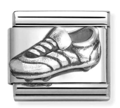 Soccer Boot Oxidised Silver Charm