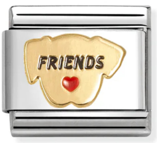 Animal - Friends Dog with Red Heart Gold Charm