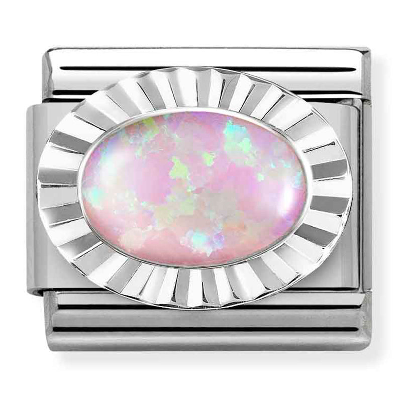 Gemstones - Pink Opal Silver Charm