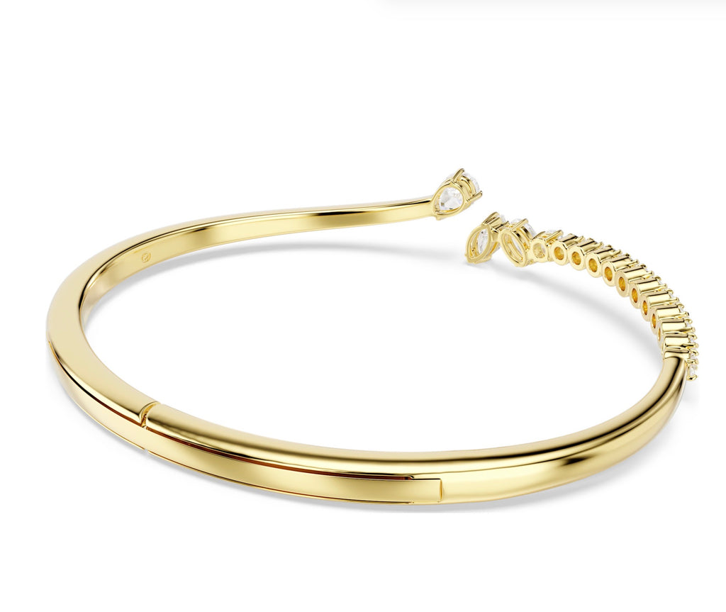Mesmera: White Mixed Cut Crystals Gold Bangle - 2 Sizes