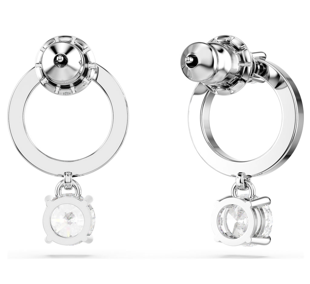 Constella: White Round Cut Silver Hoop Earrings