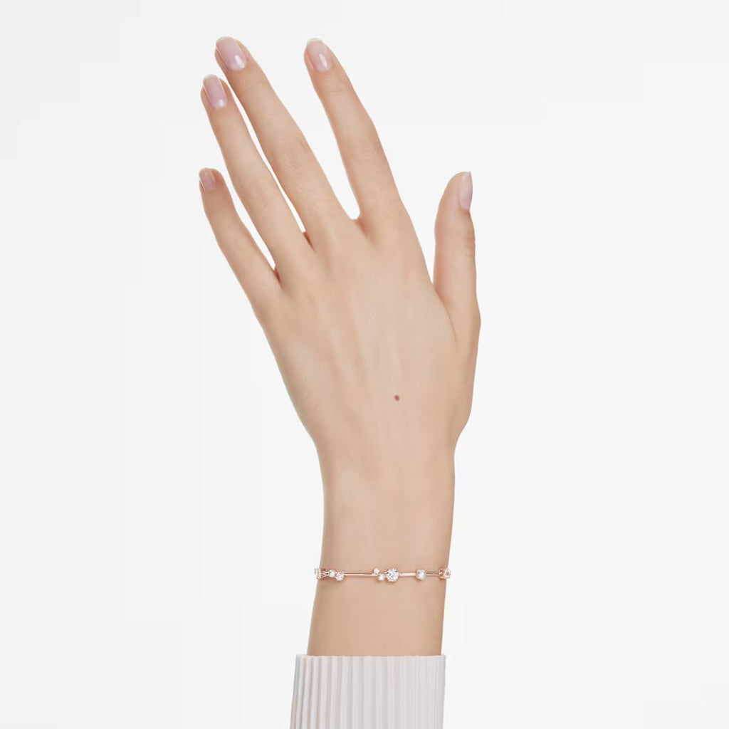Constella: Pearl & White Round Cuts Rosegold Bracelet