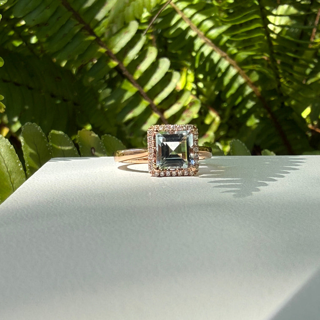 Kristie 14ct Rose Gold Aqua Marine Ring