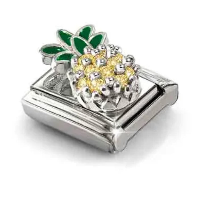 Fruit - Pineapple with CZ Silver Charm