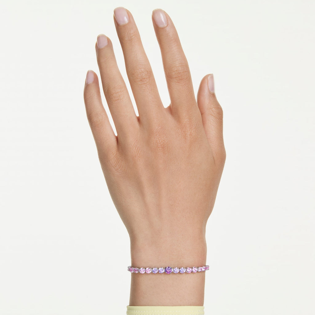 Matrix: Mulitcoloured Gradient Round Cuts Crystal Silver Bracelet