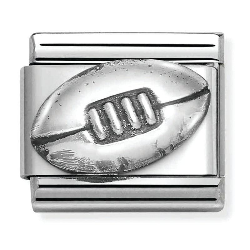 Sports - Rugby Football Oxidised Silver Charm