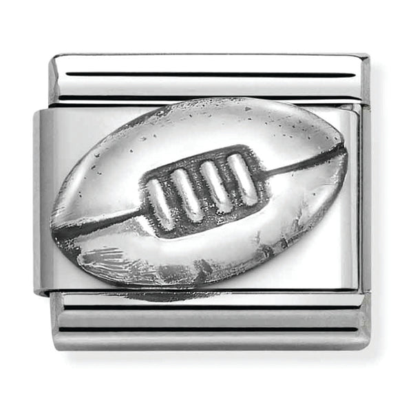 Sports - Rugby Football Oxidised Silver Charm