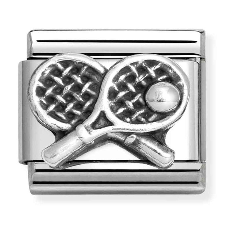 Sports - Tennis Racket Oxidised Silver Charm