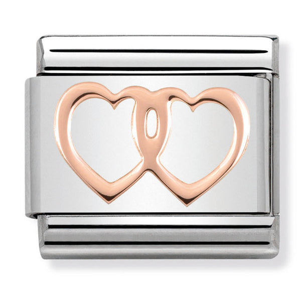 Love - Double Heart Rosegold Charm