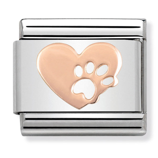 Animals - Paw Print Heart Rosegold Charm