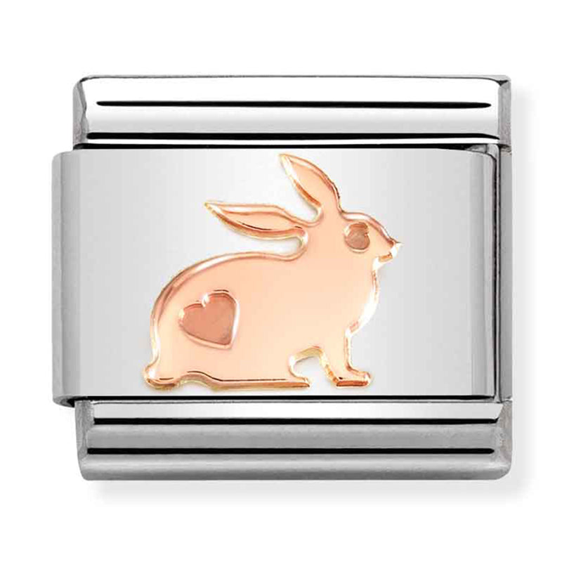 Animals - Rabbit with Heart Rosegold Charm