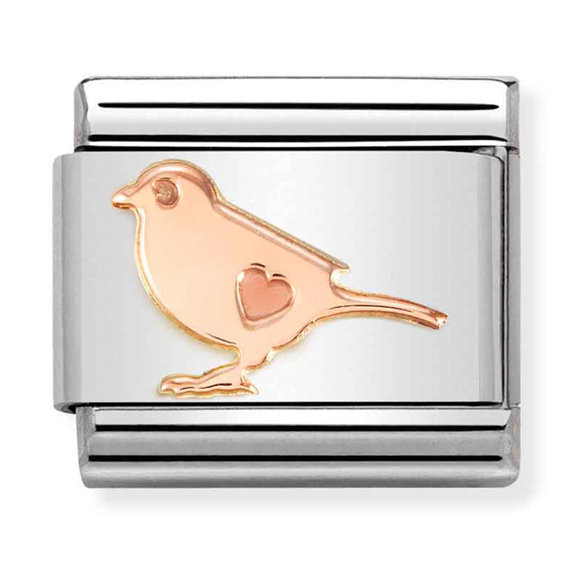 Animals - Bird with Heart Rosegold charm