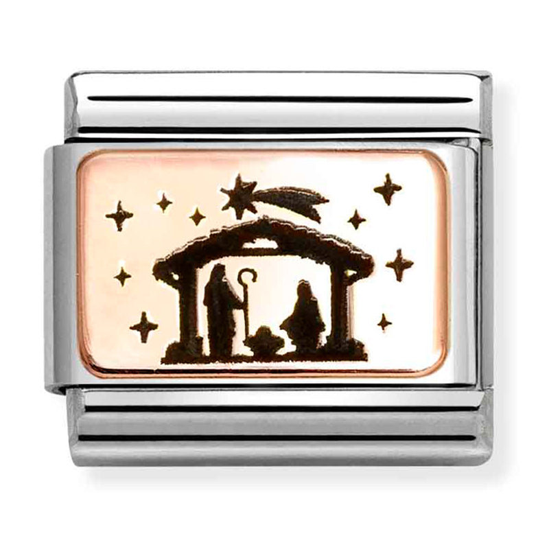 Religion - Nativity Scene with Black Enamel Rosegold Charm