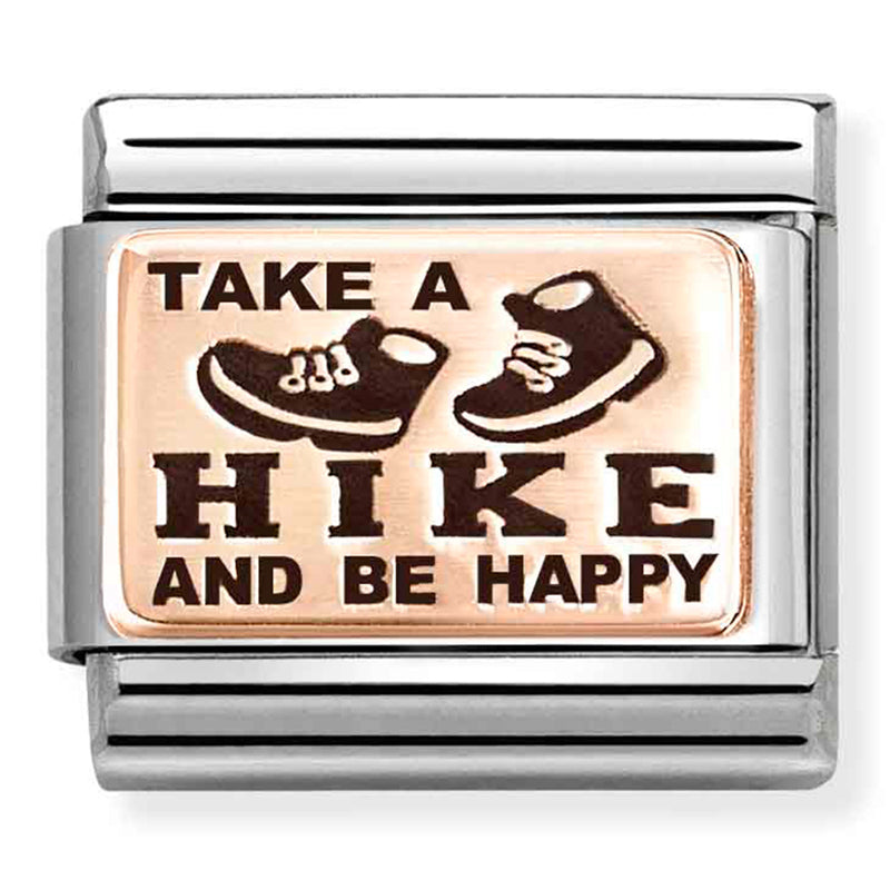 Hobbies - Take A Hike And Be Happy with Black Enamel Rosegold Charm