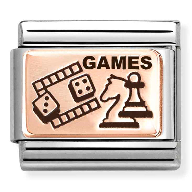 Hobbies - Chess & Dice with Black Enamel Rosegold Charm