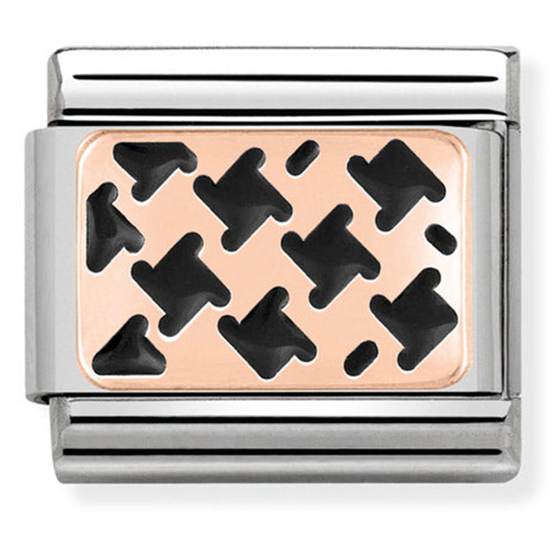 Symbols - Houndstooth Black Enamel Rosegold Charm