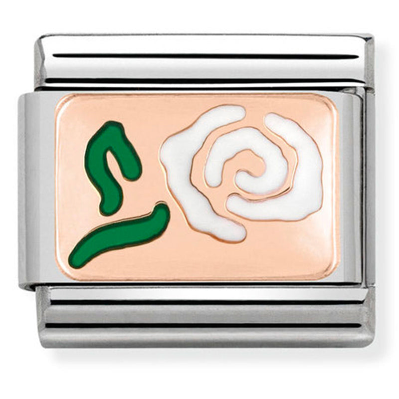 Nature - White Rose Rosegold Charm