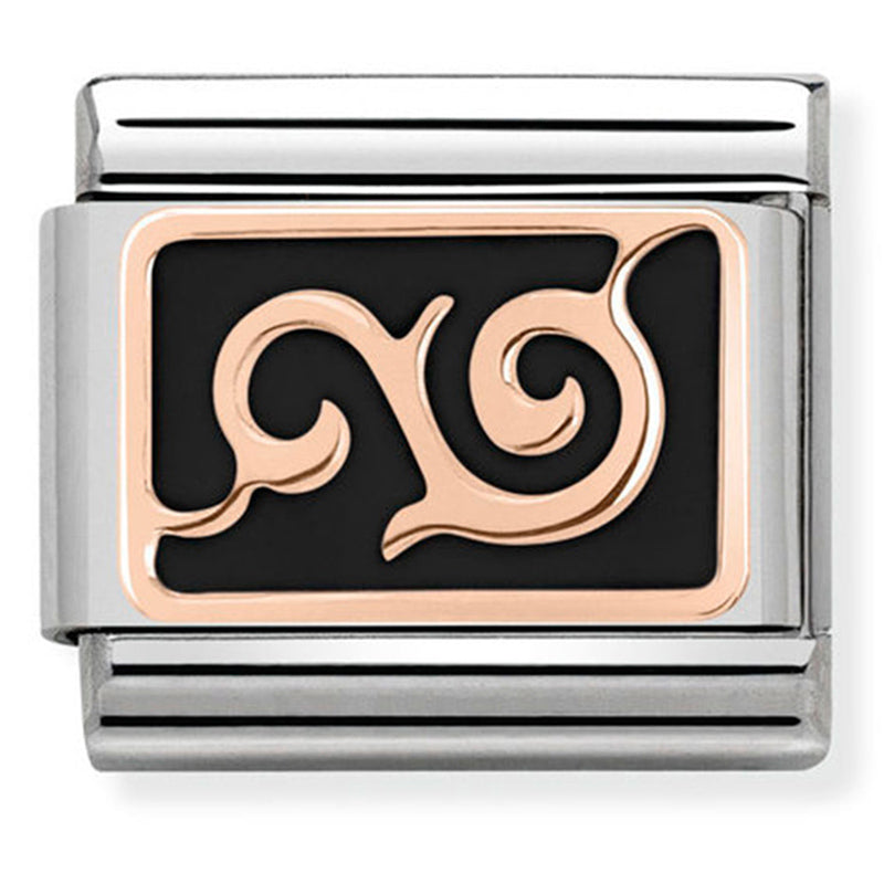 Symbols - Swirl Black Enamel Rosegold Charm