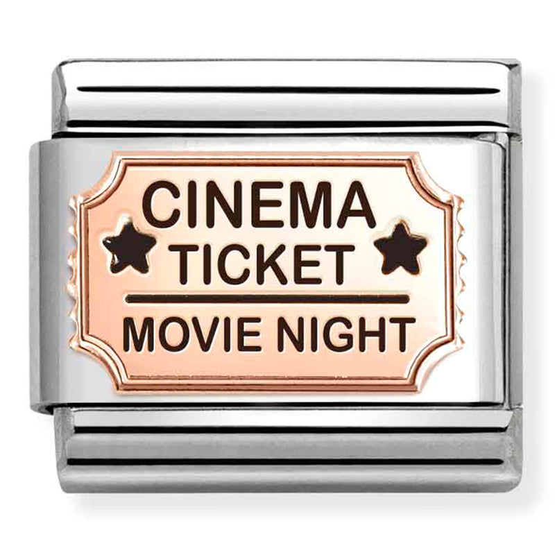 Hobbies - Cinema Ticket with Black Enamel Rosegold Charm