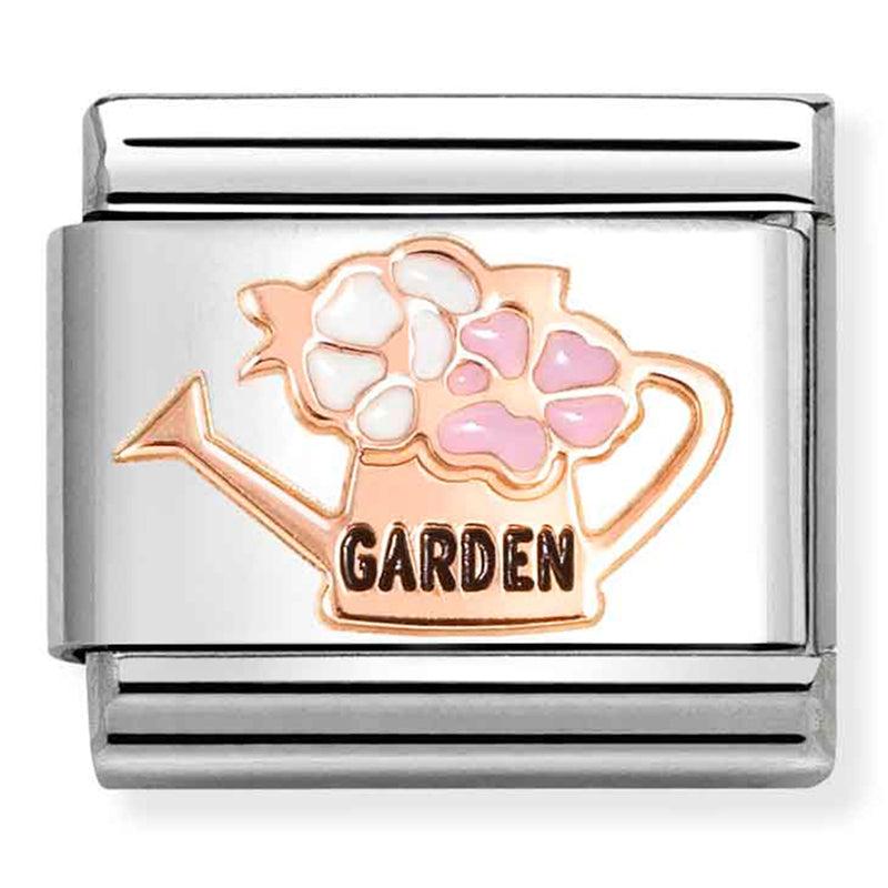 Hobbies - Garden Watering Can with Flowers Rosegold Charm