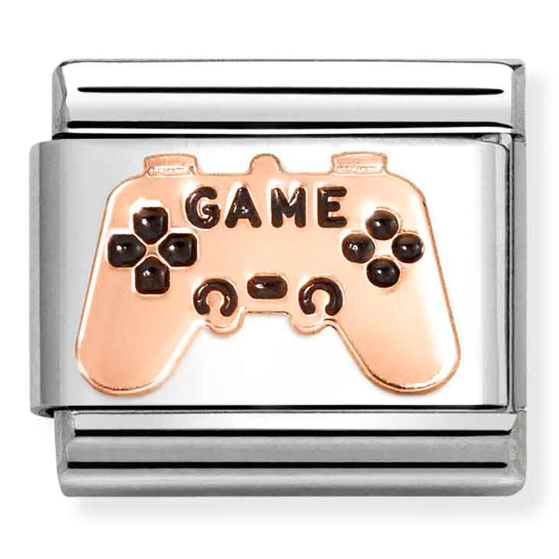 Hobbies - Gaming Controller with Black Enamel Rosegold Charm