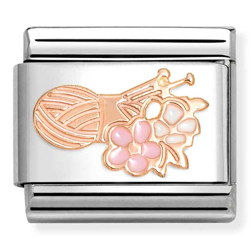 Hobbies - Ball of Wool with Flowers Rosegold Charm