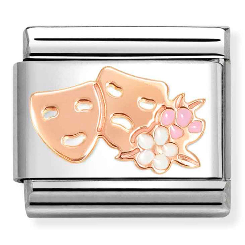 Hobbies - Theatre Marks with Flowers Rosegold Charm