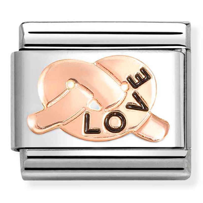 Love - Love Knot with Black Enamel Rosegold Charm
