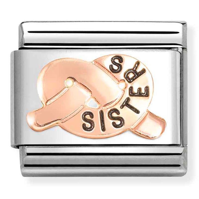 Family - Sisters Knot with Black Enamel Rosegold Charm