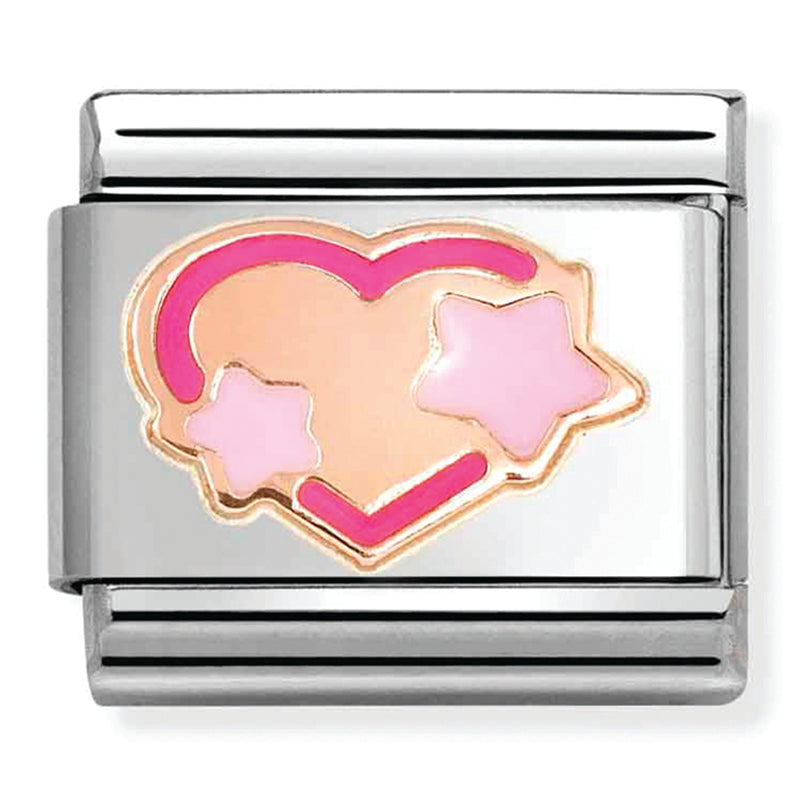 Love - Pink Heart with Star Rosegold Charm