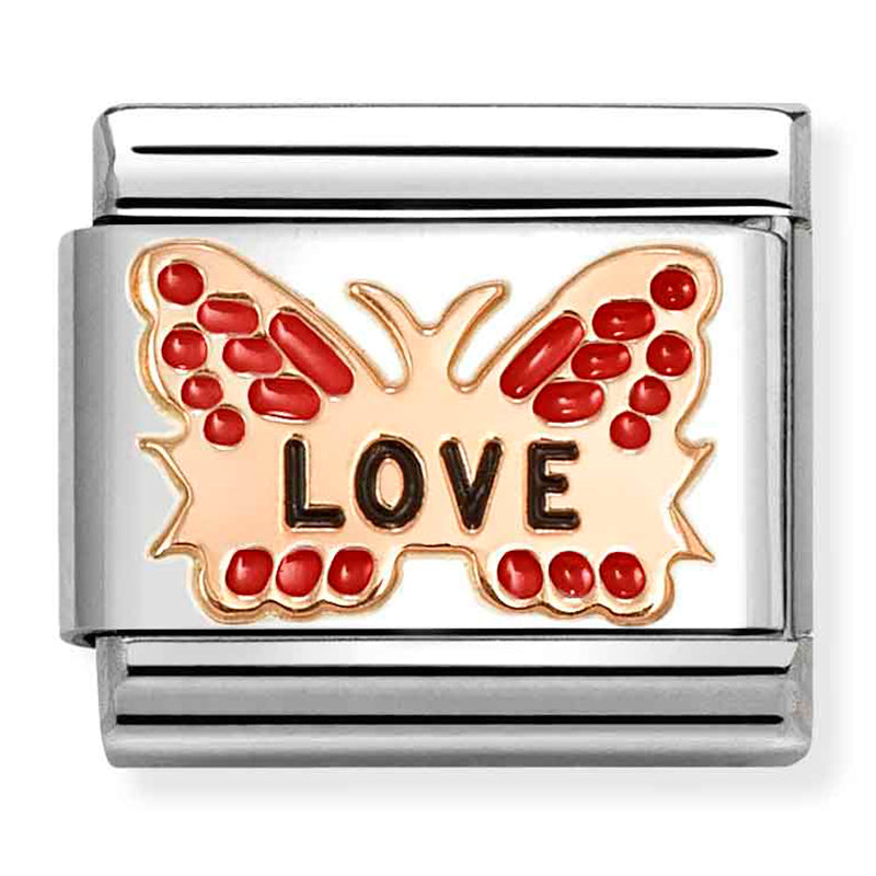 Symbols -Red Love Butterfly Rosegold Charm