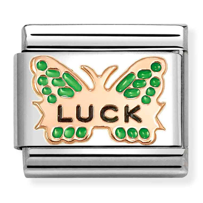 Symbols - Green Luck Butterfly Rosegold Charm