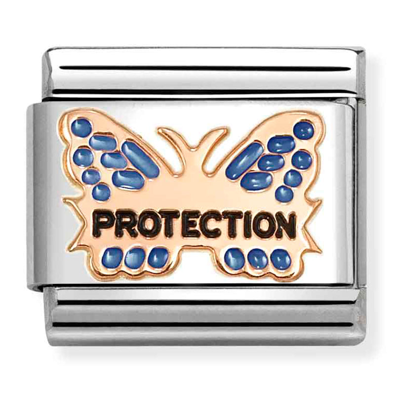 Symbols - Blue ‘Protection’ Butterfly Rosegold Charm