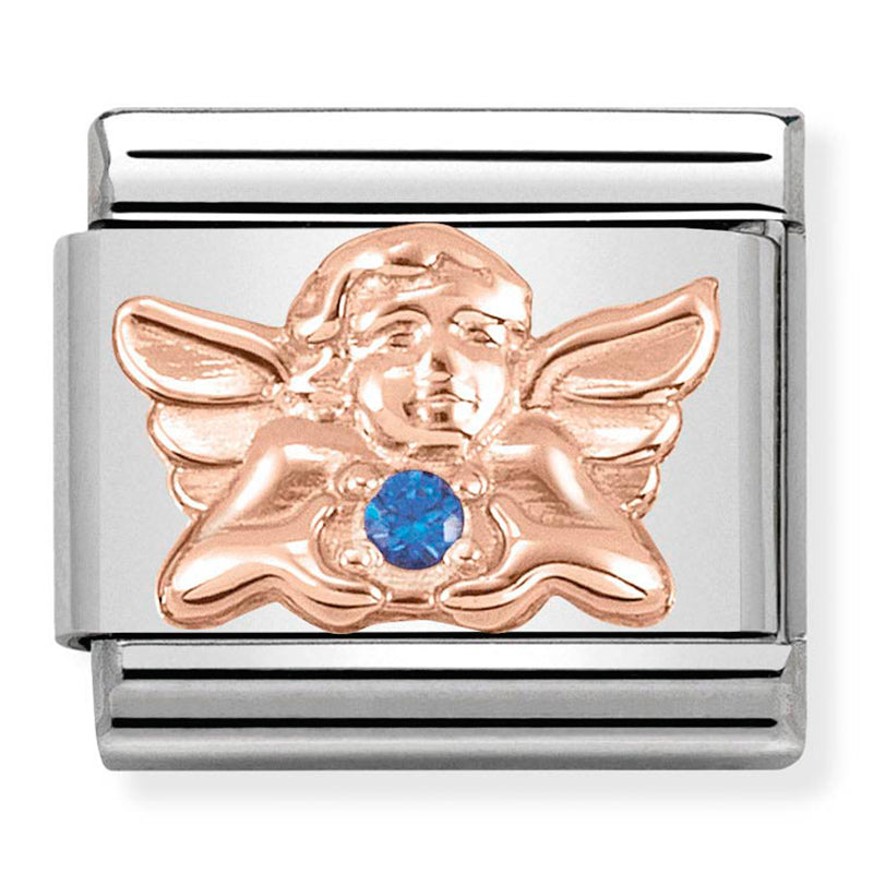Symbols - Guardian Angel of Health & Wellbeing with Blue CZ Rosegold Charm