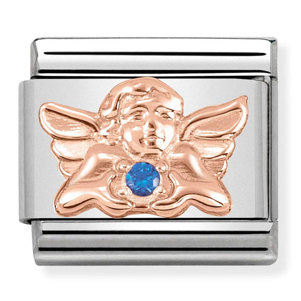 Symbols - Guardian Angel of Health & Wellbeing with Blue CZ Rosegold Charm