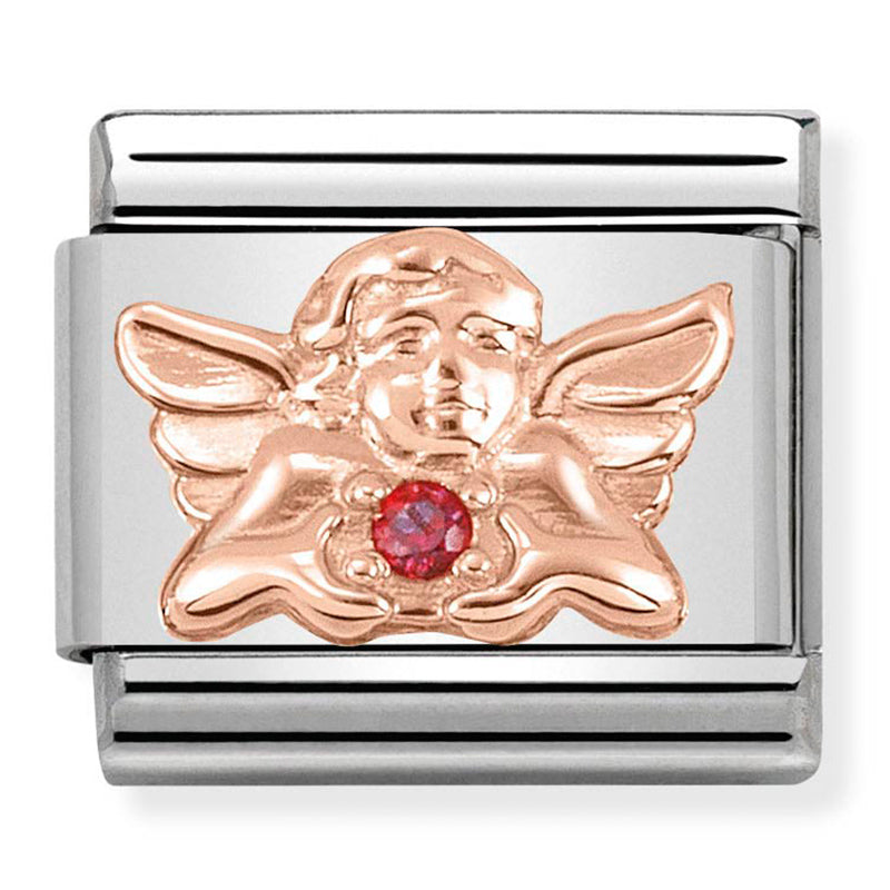 Symbols - Guardian Angel of Love with Red CZ Rosegold Charm