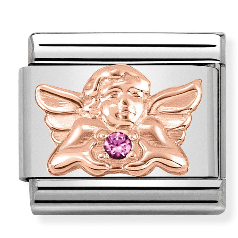 Symbols - Guardian Angel of Friendship with Purple CZ Rosegold Charm