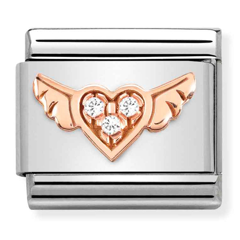 Symbols - Winged Heart with CZ Rosegold Charm