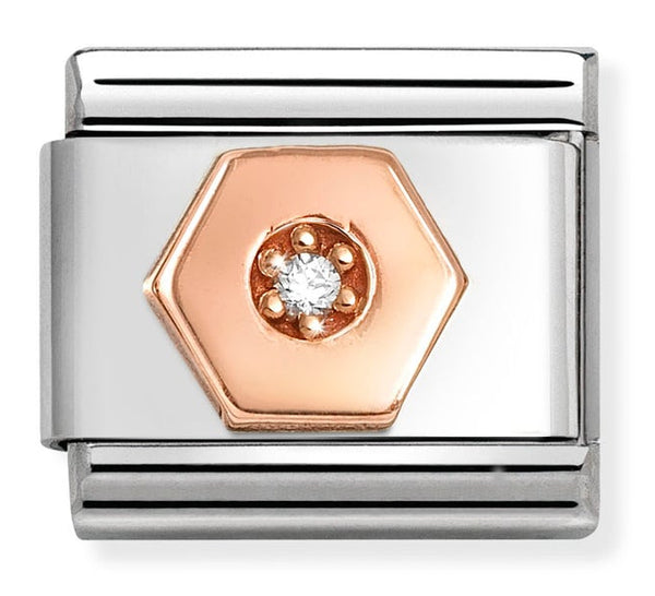 Symbols - Hexagon with CZ Rosegold Charm