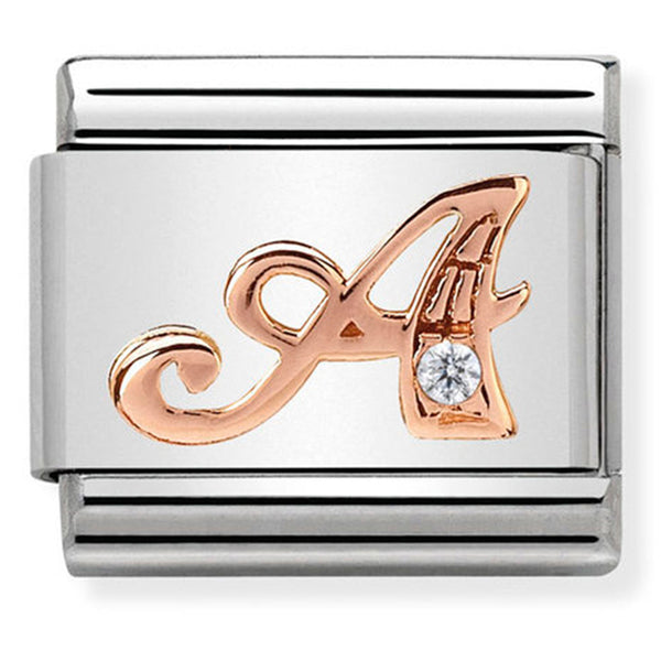 Rosegold - Letter A with CZ Charm