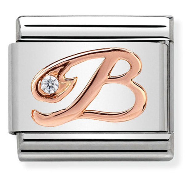Rosegold - Letter B with CZ Charm