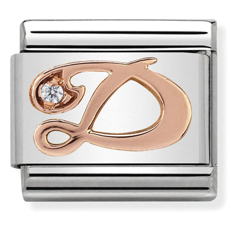 Rosegold - Letter D with CZ Charm