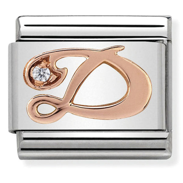 Rosegold - Letter D with CZ Charm