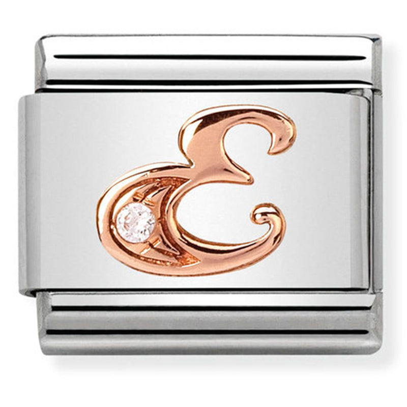 Rosegold - Letter E with CZ Charm